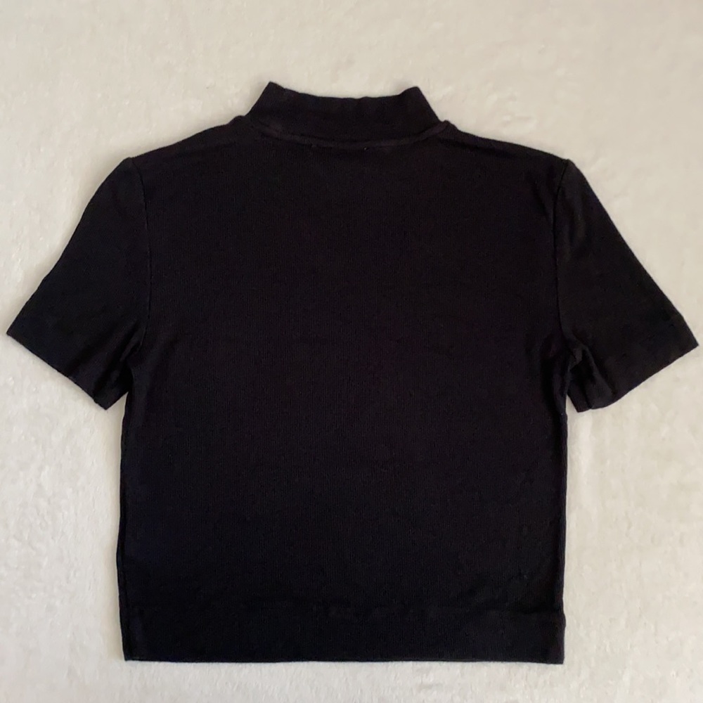 {Aritzia} Babaton | Mockneck Ribbed Cropped Short Sleeve Contour Tee Black (XS) - Picture 8 of 12